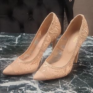 ALDO Women's Embroidered Lace Heels - Beige